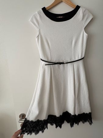 Cocktailkleid weiss Anna Field, Gr. 36 mit schwarzer Spitze