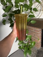Trinkbecher mit Deckel & Strohhalm – Neu – Gold/Roségold