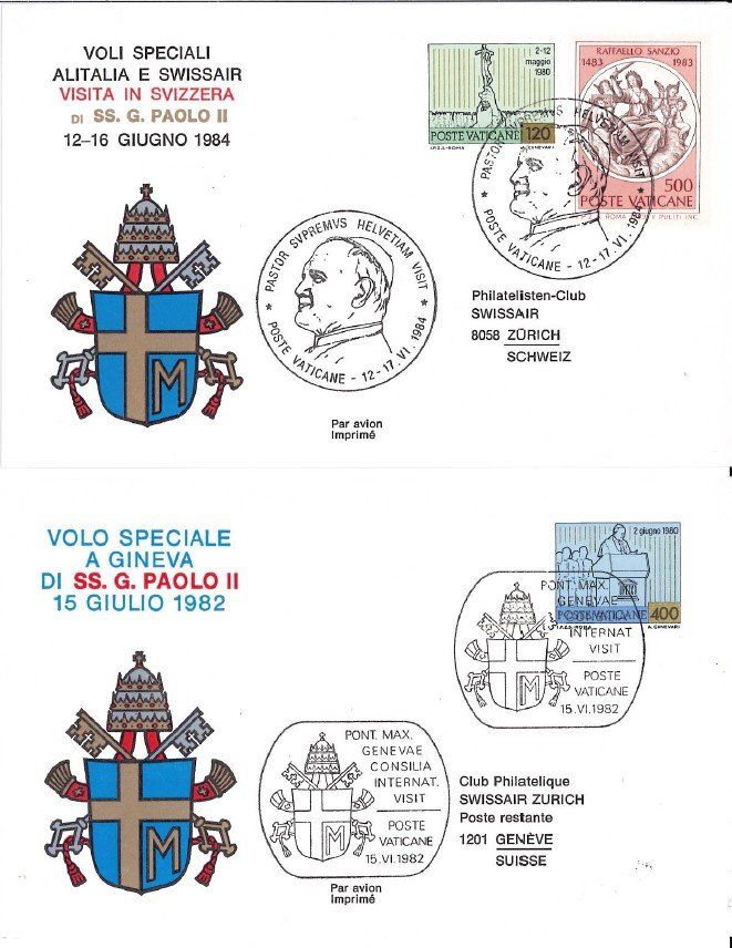 Tutti i francobolli: Sonderflugpost Vatikan 1982 und 1984 – Usato da Bellach venduto da qsearch