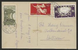 1919 Ansichtskt mit Serie Friedenmarken Ersttag