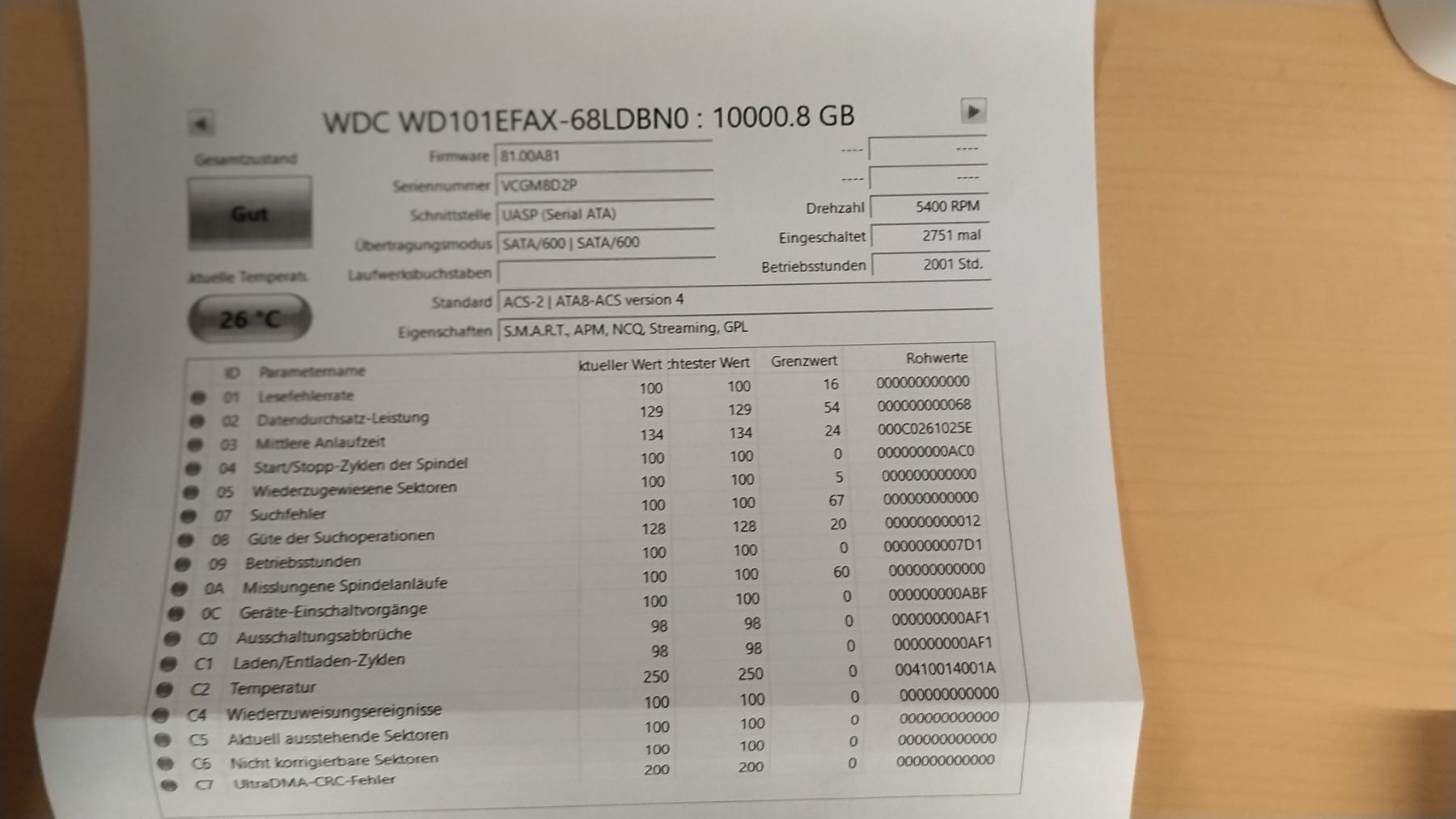 Western Digital Dischi rigidi: Western Digital WD101EFAX 10TB HDD NASware 3.0 gewipt – Usato da Wallisellen venduto da mic_gg2g 1