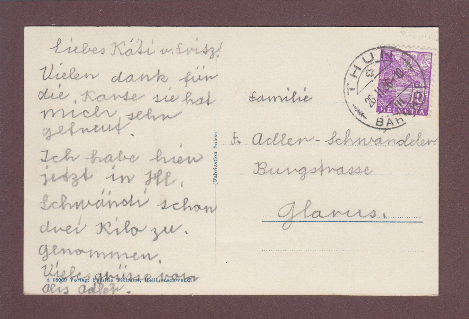 Cartoline postali: Sanatorium HEILIGENSCHWENDI - 1936 – Usato da Pully venduto da nicecards 1
