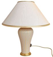 Tischlampe weiss goldfarben mit Stoffschirm 