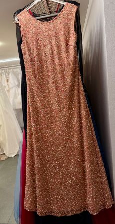 Heine Abendkleid apricot Pailletten Gr. 38 für Party Feier