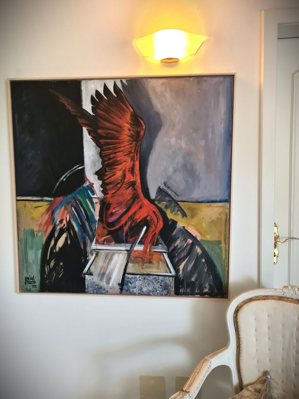 Gemälde: Original Gemälde von René Brauchli 1943 – Gebraucht aus Rotkreuz von Dobermann5 3