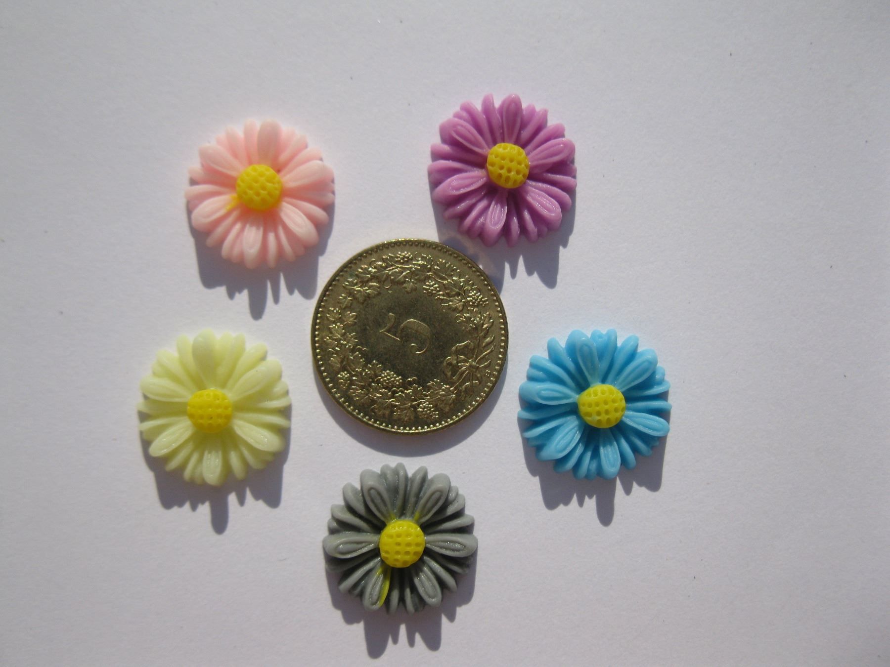 Alle Dekorationen: 10 Deko Blumen Relief, 13mm, Mix – Neu und originalverpackt aus St. Margarethen TG von LuanaKa 2