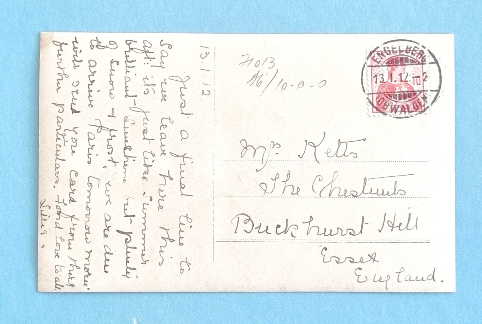 Cartoline postali: Engelberg - Wintersport - 1912 – Usato da Rothrist venduto da RROENK 1