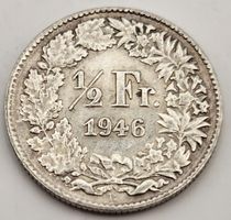 1/2 Franken Schweiz 1946 B – Silber 835 – Schöner Sammlerzus