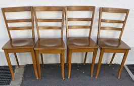 4 Mid-Century Holzstühle – Original Vintage (60er/70er Jahre