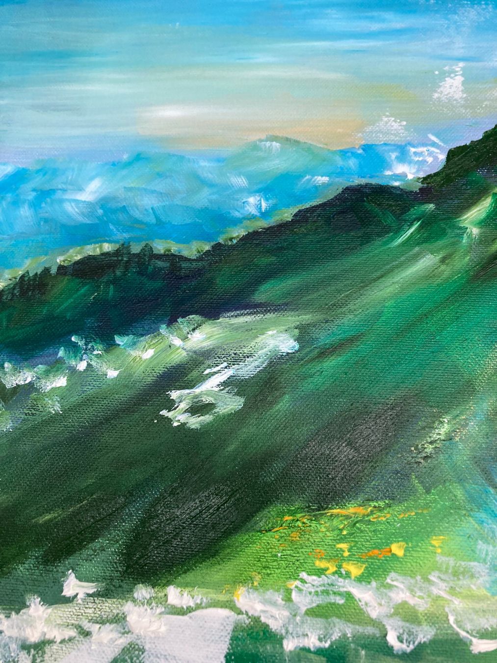 Dipinti: Berglandschaft Gemälde, Original Ölbild auf Leinwand – Nuovo (secondo la descrizione) da Cham venduto da Felha 8