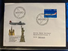 Schweiz 1972 Flugbrief Sonderflug Swissair Genf New York pri