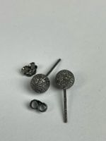 Ohrstecker Kugel, Silber 6mm Glitzerkugel, Silber