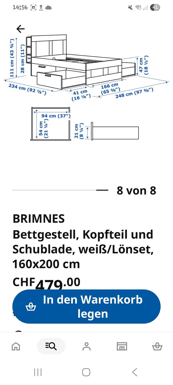 Ikea Betten: Bett 160x200 IKEA BRIMNES – Gebraucht aus Stettlen von cth_rsc2 1