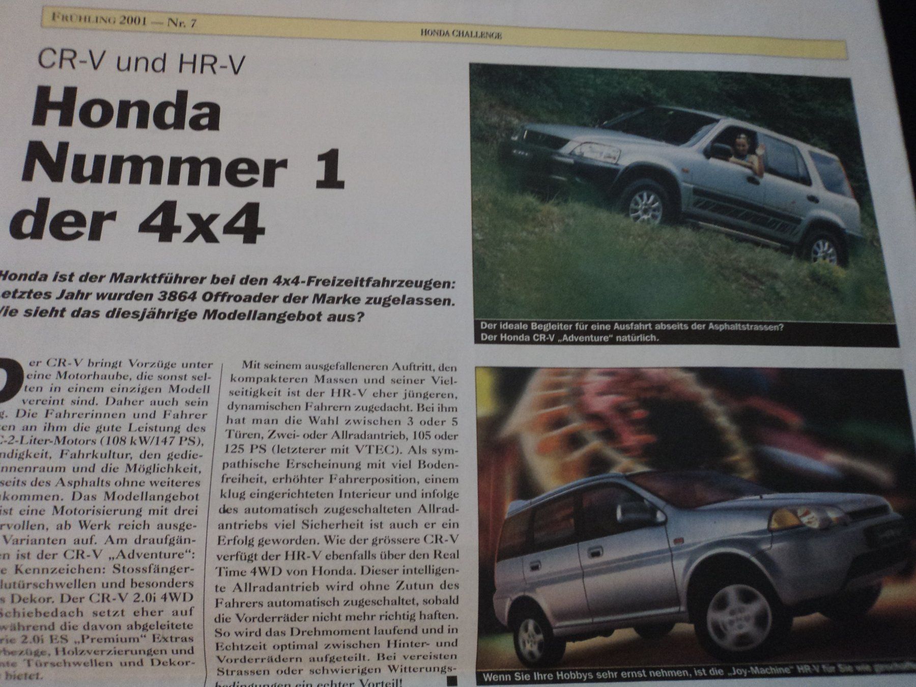 Honda Documenti: Prospekt Zeitung Honda Challenge 2001 – Usato da Schwarzenburg venduto da modelCARama 9