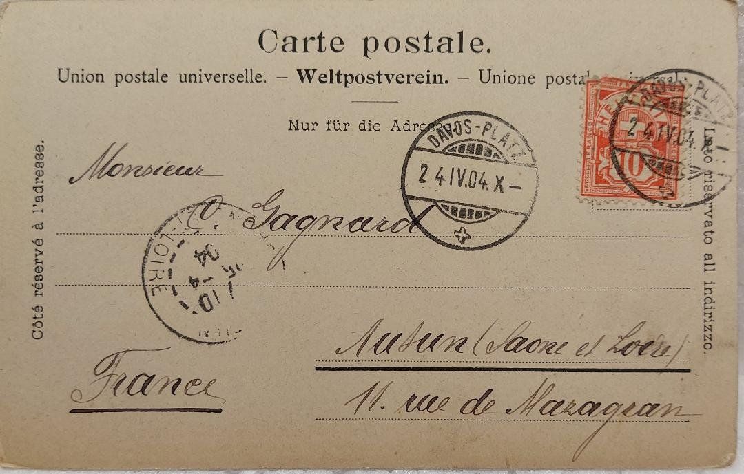 Cartoline postali: DAVOS-PLATZ gegen das Seehorn - 1904 – Usato da Delémont venduto da Domdom1 1