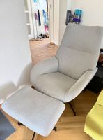 Sessel mit Hocker Stoff grau guter Zustand