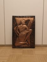Vintage Wandrelief gehämmert Kupfer Wandbild 70er Handarbeit