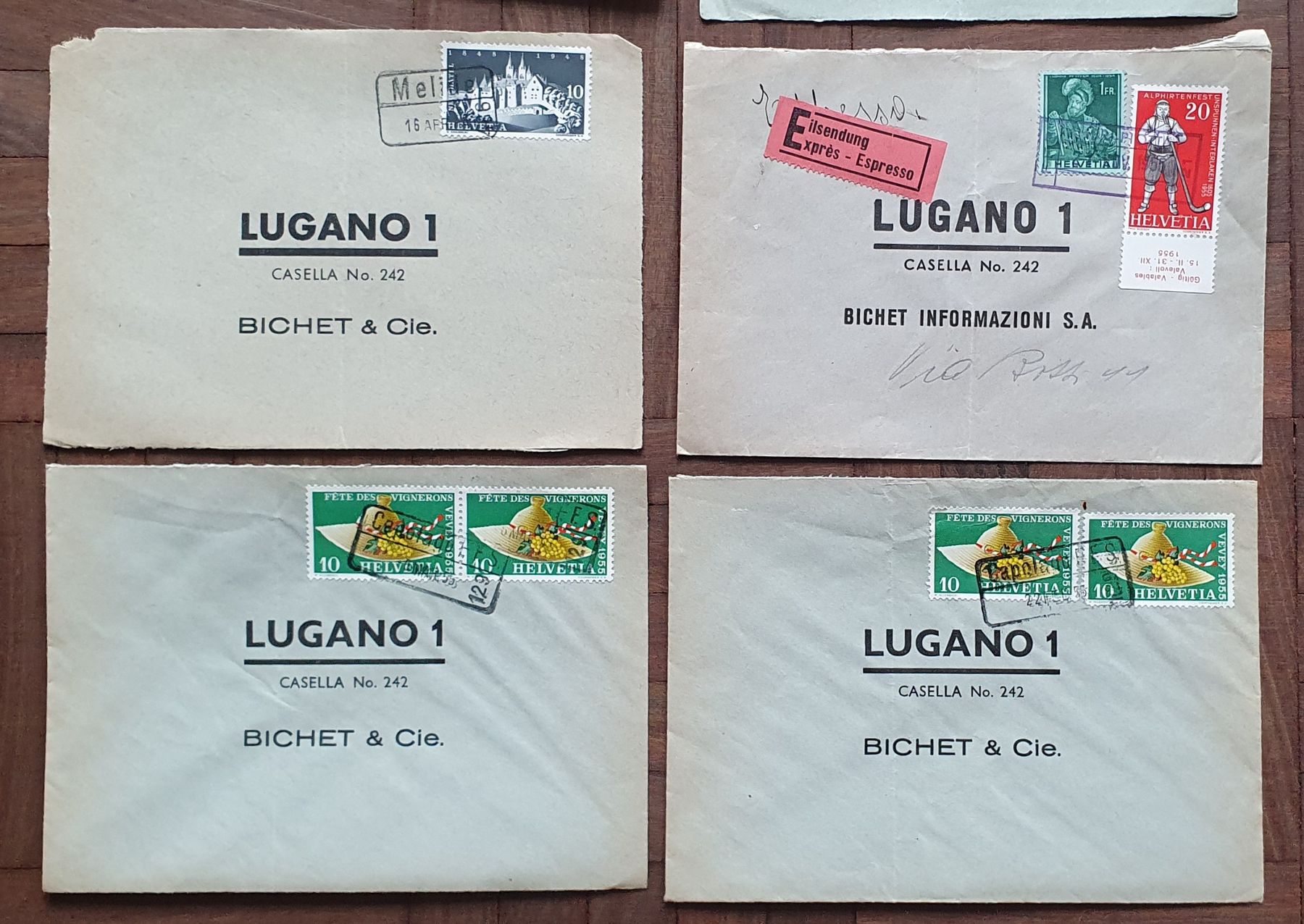Tutti i francobolli: 10 Bahnpoststempel Kt.Tessin – Usato da Kreuzlingen venduto da Rschweiz1 3
