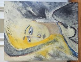 Tableau peinture huile portrait abstrait occasion