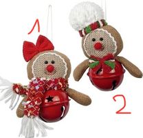 Baumschmuck Lebkuchenfiguren mit Glocke 15cm Stoff/Metall