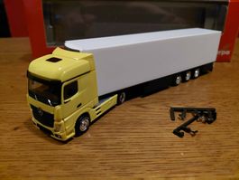 Herpa Mercedes Actros gelb mit Kühlauflieger 1:87