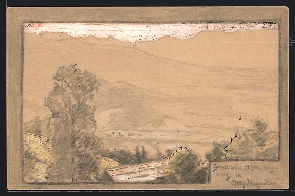 Cartoline postali: Handgemalt: Berchtesgaden, Ortsansicht a – Usato da Berlin venduto da bartko-reher