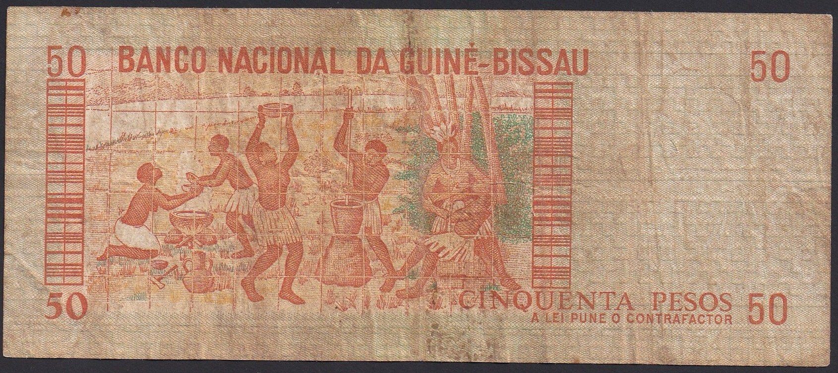 Banconote: Guinea Bissau 50 Pesos 1983 – Usato da Brugg AG venduto da banknoten_muesli 1