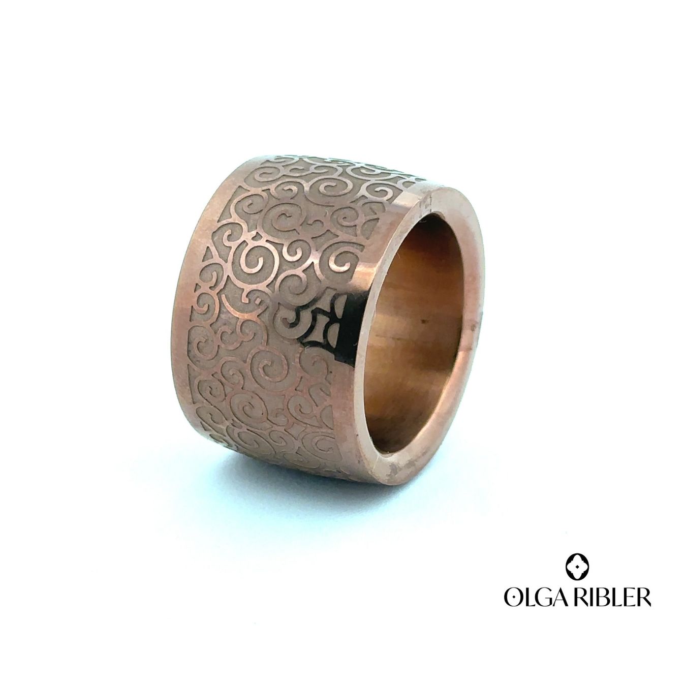 Olga Ribler Anelli: 18 mm breiter Ring Stahlring mit Muster, Grösse 54 – Nuovo (secondo la descrizione) da Luzern venduto da Schmuckoutlet