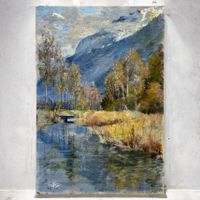 PAUL EMERY Paysage de montagne à l'huile sur carton