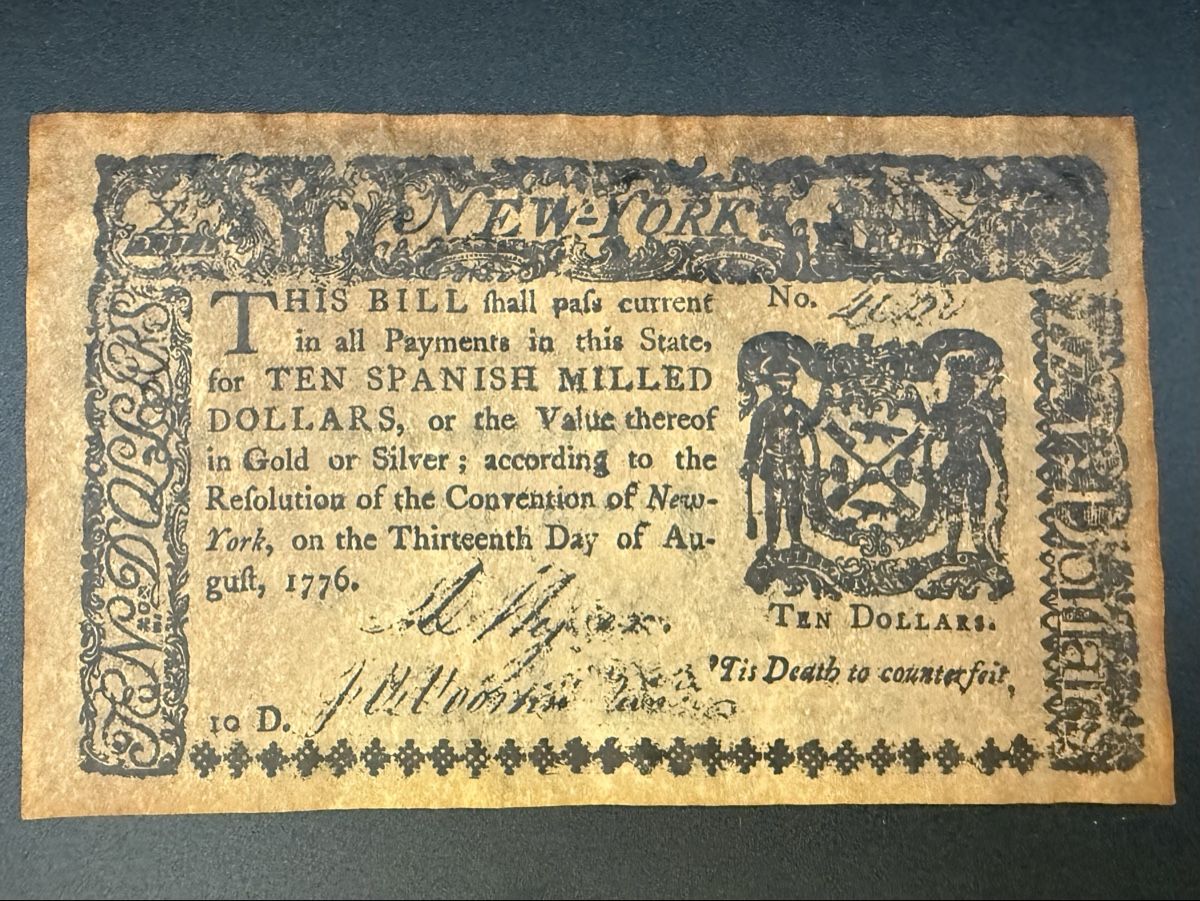 Banconote: Kolonialbanknote New York 10 Dollar 1776 – Usato da Lamone venduto da LaCantinaMagica 1