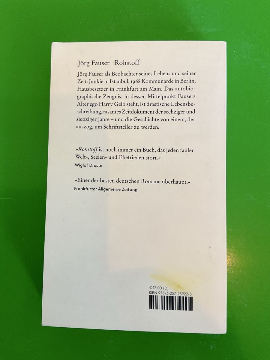 Libri: Jörg Fauser - Rohstoff: Spannender Roman  – Usato da schlieren venduto da euphemismus_1 1