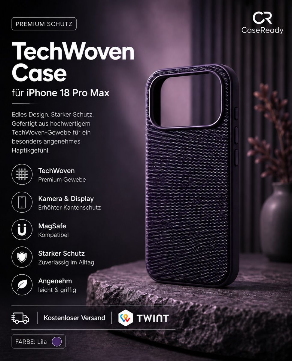 Cover & Protezioni schermo: NEU iPhone 18 Pro Max TechWoven Case / Hülle / Schutz – Nuovo e nell'imballaggio originale da Basel venduto da CaseReady