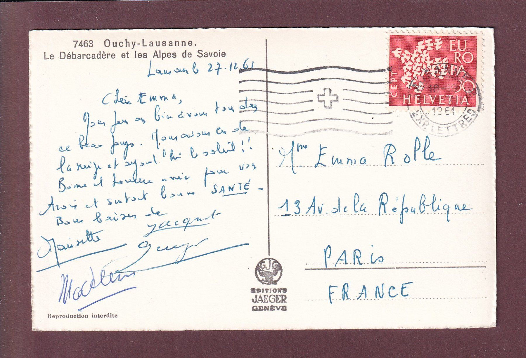 Cartoline postali: LAUSANNE - Ouchy - Bateau CGN - 1961 – Usato da Pully venduto da nicecards 1