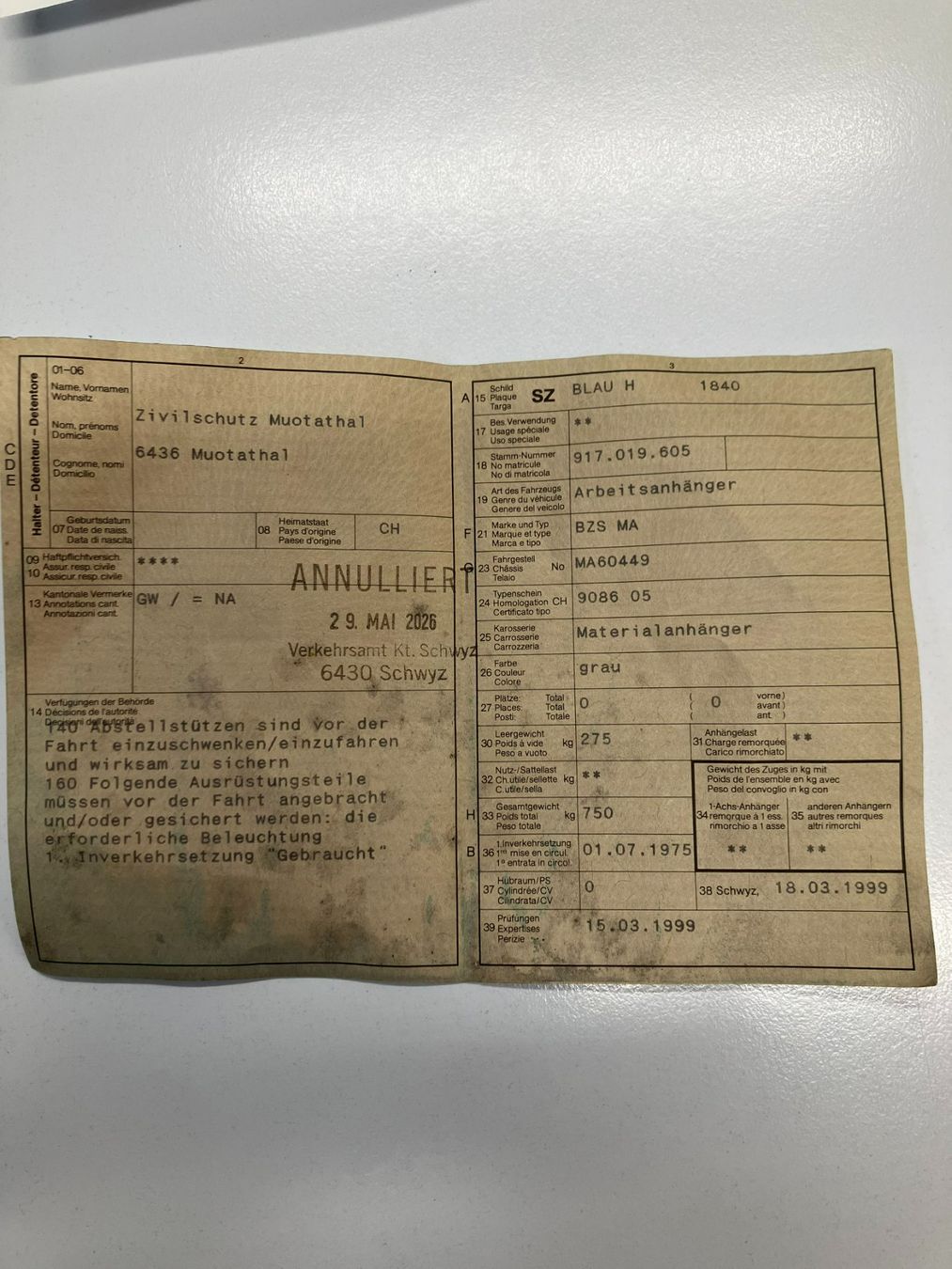 Rimorchi: Zivilschutzanhänger – Usato da Muotathal venduto da shm_kf2g 9
