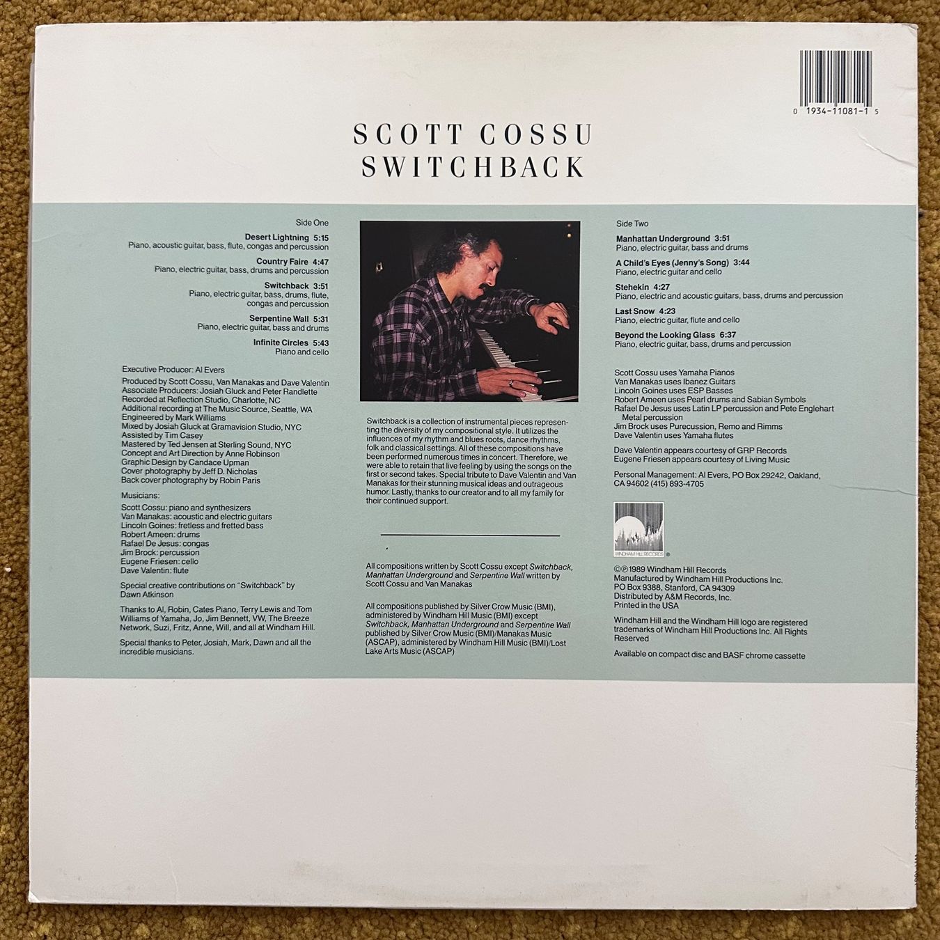 Dischi in vinile: LP - Scott Cossu Featuring Van Manakas – Switchback – Usato da Breganzona venduto da Onairda75 1