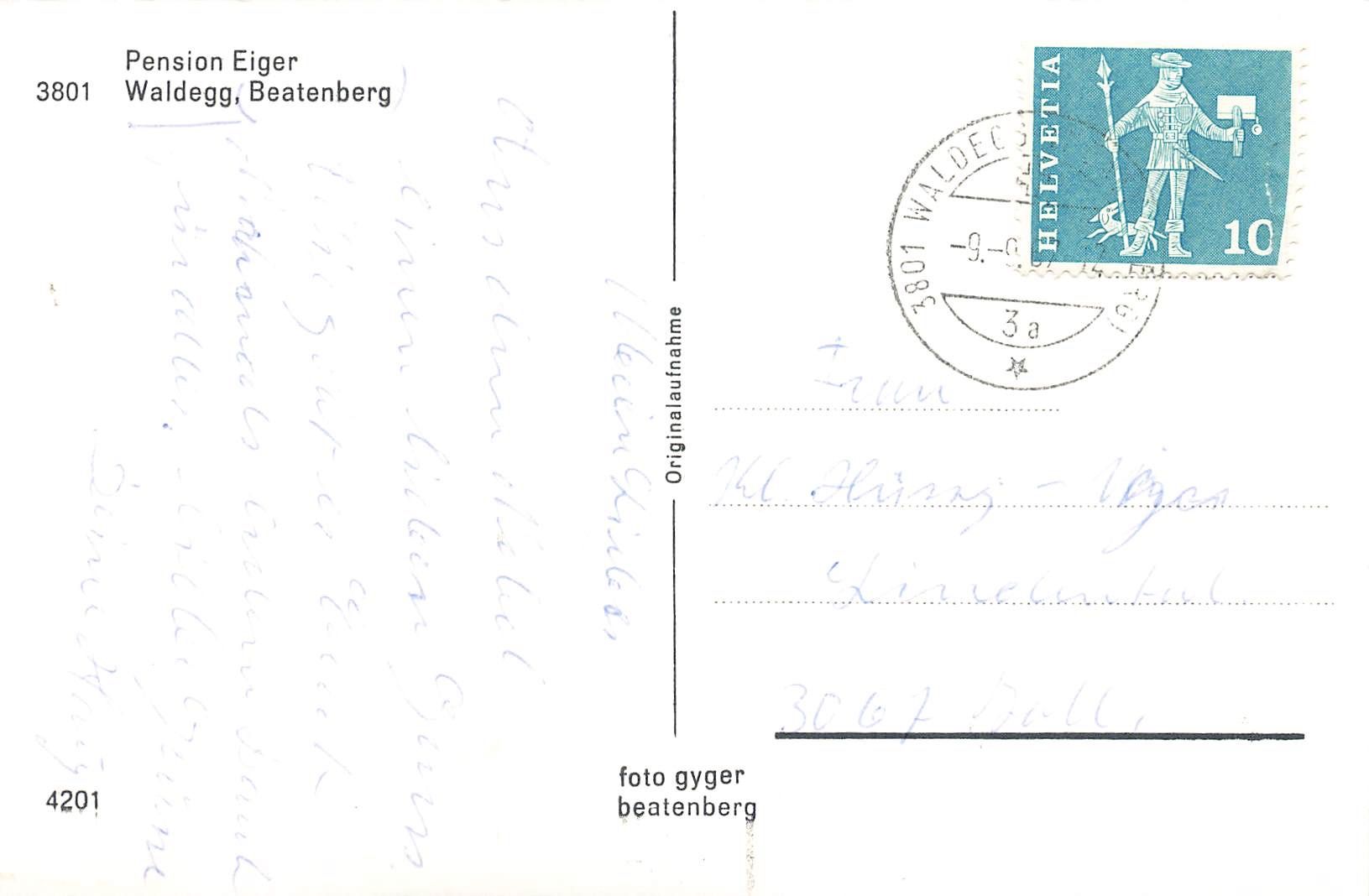 Ansichtskarten: Beatenberg Waldegg (BE) Pension Eiger – Gebraucht aus Biasca von Blenio71 1