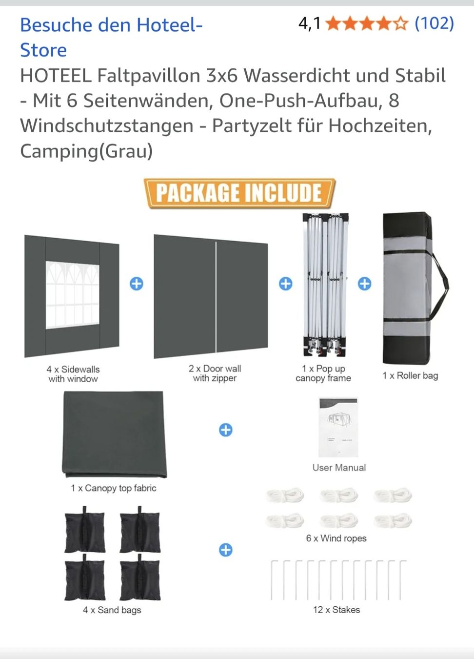 Tende & Padiglioni: Neuer Pavillon 6×3m – Nuovo (secondo la descrizione) da Münchenbuchsee venduto da Didiwinter 2