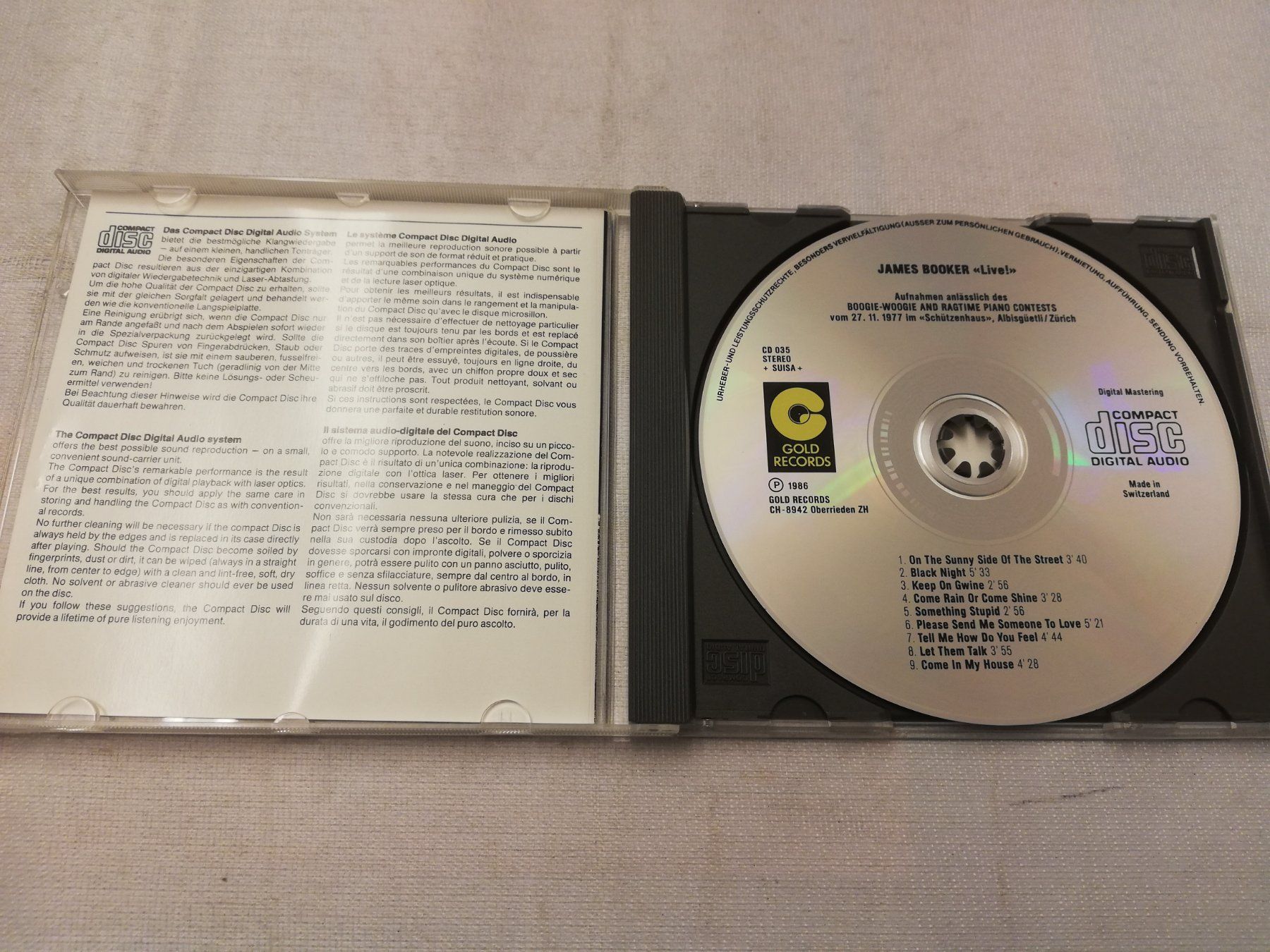 CD: JAMES BOOKER - LIVE – Usato da Bern venduto da Vinylsound.ch 2
