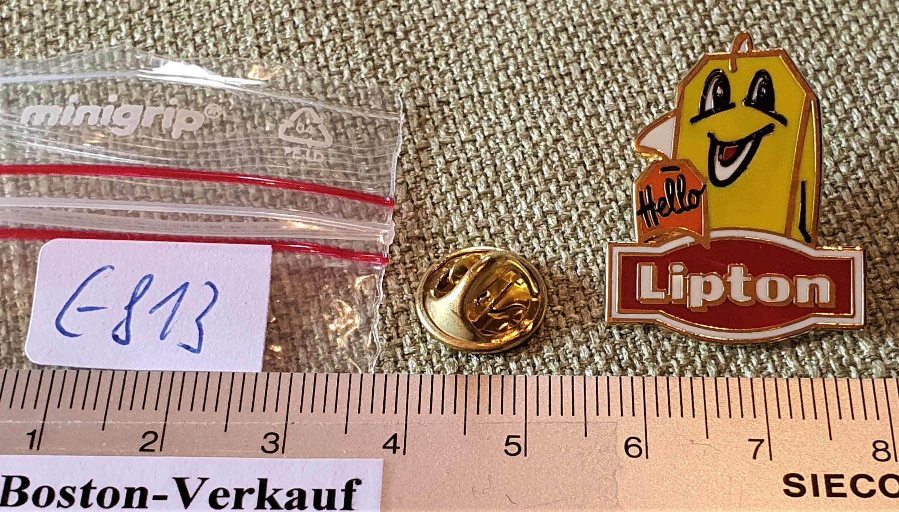 Pins: E813  Pin Mondo - Hello Lipton Teebeutel – Gebraucht aus Reinach BL von Boston-Verkauf 2