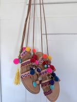Sommer Sandalen, bunt mit Lederbändern Dolce & Gabbana Style