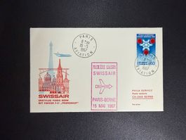 Swissair Erstflugbrief Paris - Bern 1967