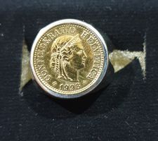 ring silber mit 5 Rappen schweizer münze
