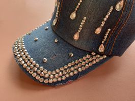 Damenmütze Jeans Strasssteinen - Casquette pour femme jeans