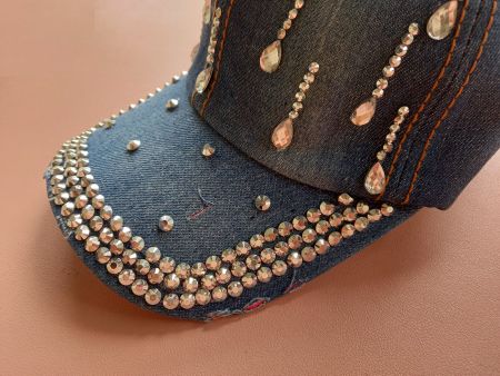 Damenmütze Jeans Strasssteinen - Casquette pour femme jeans