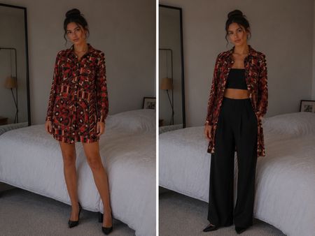 Chemisier vintage H&M à motifs rouges, taille 34, parfait!