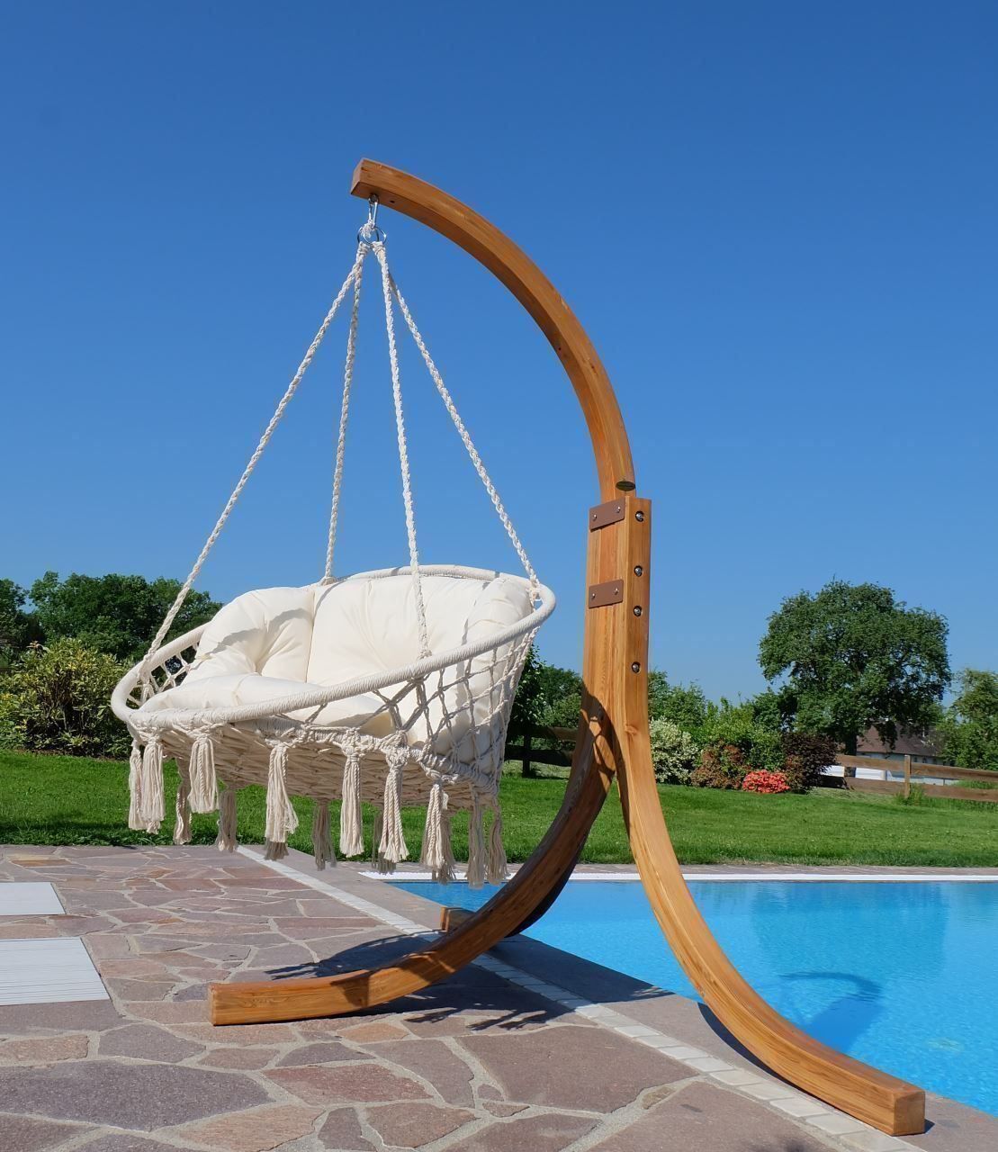 Poltrone pensili da giardino: DESIGN Hängekorb Hängesessel aus Holz – Nuovo e nell'imballaggio originale da Wallenwil venduto da toesstal-vertrieb 6