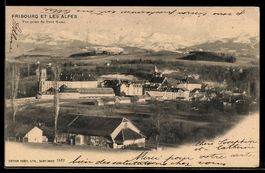 AK Fribourg, Vue prise du Petit Rome, Fribourg et les Alpes