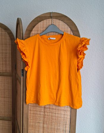 T-shirt Zara orange vif à volants - Taille S