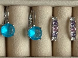 Luxus Elegante Duo Ohrschmuck Ohrstecker Farbe: Silber/Multi