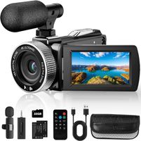 4K Videokamera 48MP Camcorder 270 drehbarem Funkmikrofon